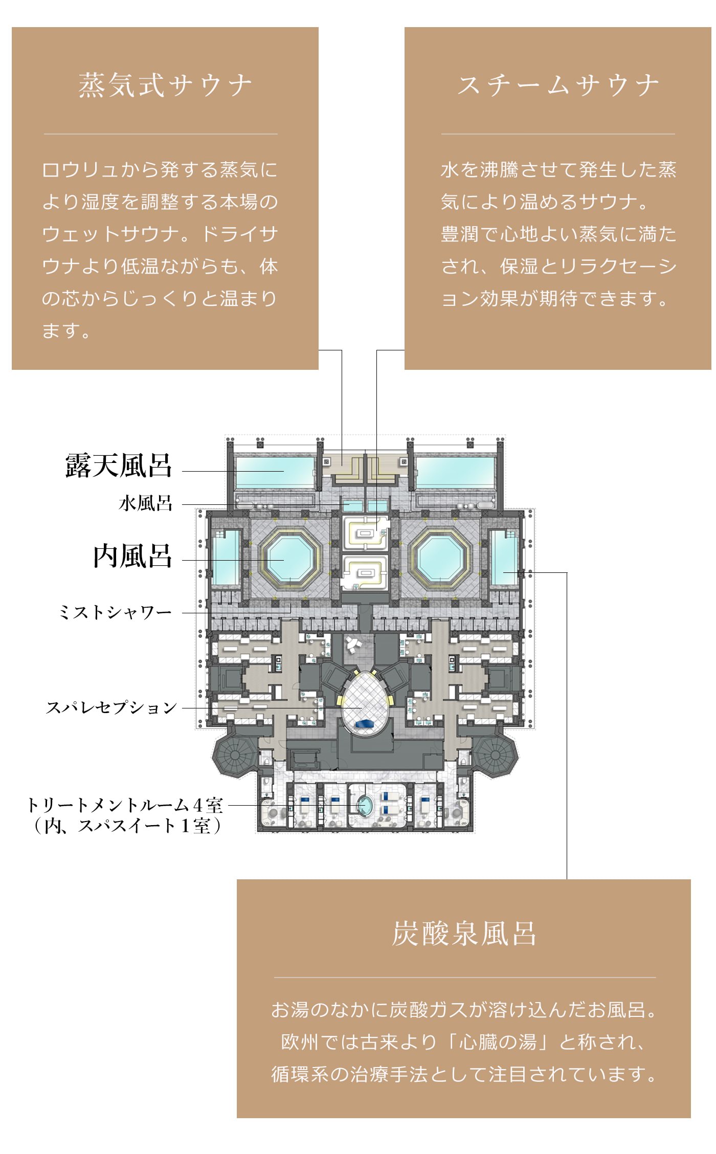 画像:スパ&トリートメントサロンの平面図